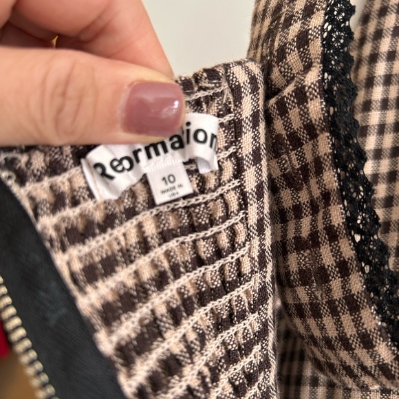 Reformation Black and Brown Checkered Midi Dress - Picture 6 of 9
